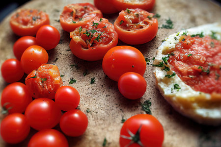 Dried and roasted tomatoes with spices for bruschetta Italian cuisineの素材