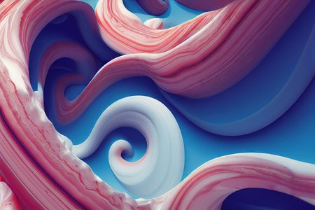 Pattern in form of volumetric waves as abstract colorful volumetric background in pastel colorsの素材