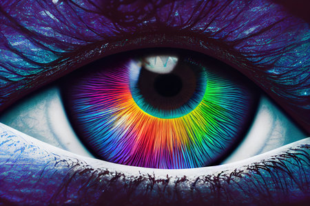 Artistic depiction of eye as abstract colorful volumetric backgroundの素材