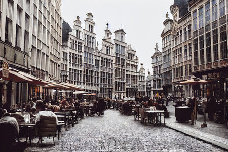 Cozy house exterior of small town with ancient architectureの素材
