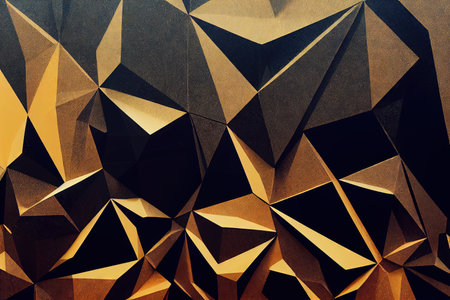 Business geometric background with chaotically arranged black gold facetsの素材