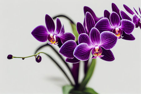 Tropical potted plant purple orchid flowersの素材