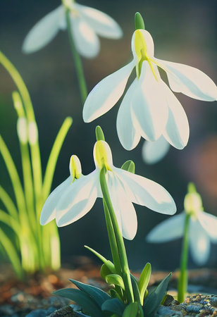 Beautiful spring flowers with large white petals for wallpaper flowersの素材