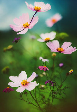 Small pattern for wallpaper flowers in form of wildflowers with greeneryの素材