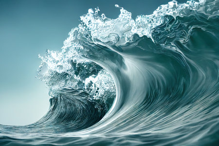 Breaking wave on ocean coast for surfingの素材