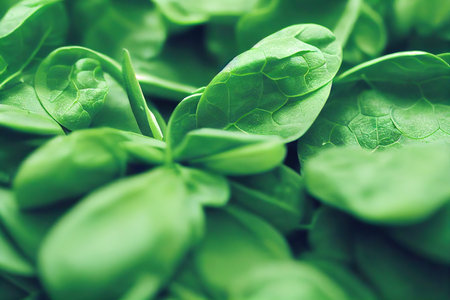 Delicate fresh spinach leaves for vegetarian and baby foodの素材