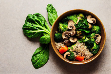 Healthy and delicious quinoa salad with fresh herbs and mushroomsの素材