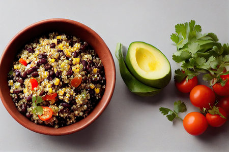 Fresh quinoa salad with red beans and fresh avocadoの素材