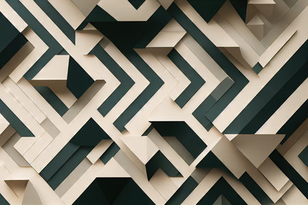 Chaotic geometric stripes and angles pattern 3D render digital illustrationの素材