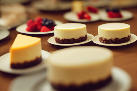Round cheesecake with cream cheese for delicious dessertの素材