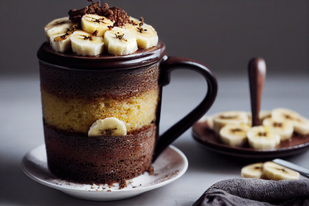 Delicious sweet dessert in form of banana cake from several layersの素材