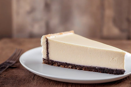 Thin pieces of delicate cheesecake on saucer as dessert for teaの素材