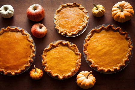 Lots baked orange pumpkin pie delicious dessert in autumnの素材