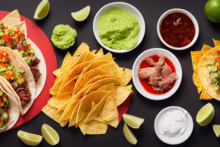 Thin tortilla for making tactacos mexican os with delicious meat fillingの素材