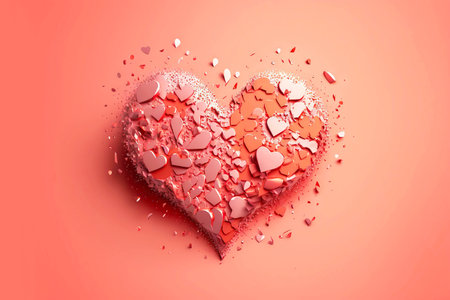 Large romantic pink heart of hearts on peach background Valentine dayの素材