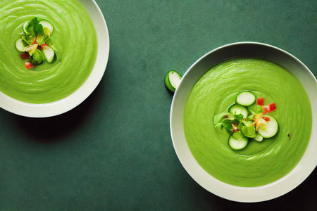 Attractive bright green gazpacho soup for proper healthy nutritionの素材