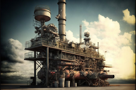 Chemical factory with oil industry equipment installationの素材