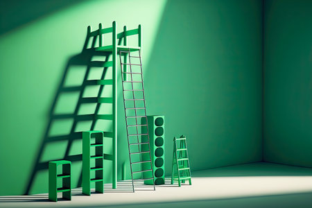 Allegorical image of staircase as movement towards intended business goalsの素材
