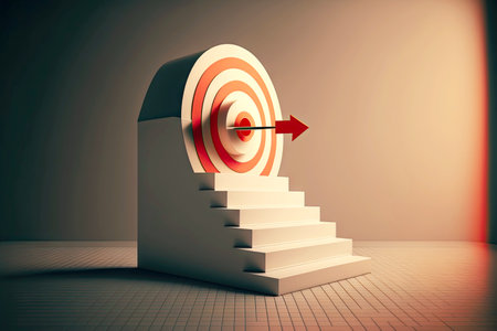 Allegorical image of staircase as movement towards intended business goalsの素材