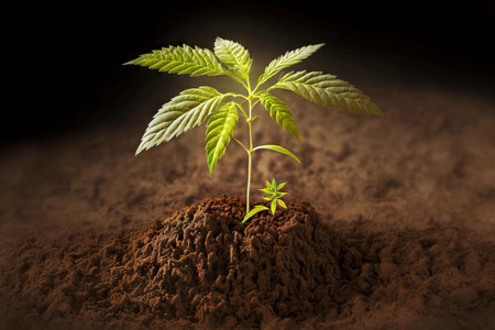 Fresh young marijuana seedling, cannabis plantの素材