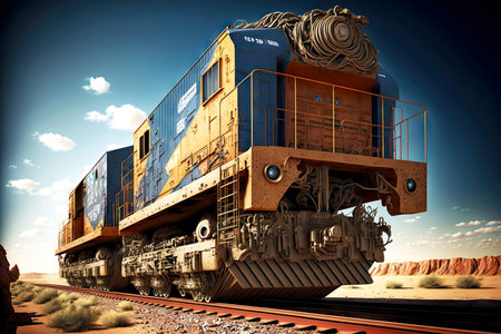 railway transport Wagons with goods and cargoes on railroadの素材