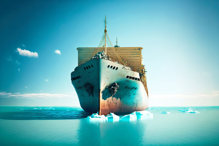 Steamer going by water to port for repair and shipbuildingの素材