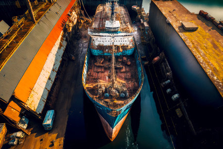 Construction and restoration of ships shipbuilding on waterの素材