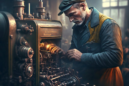 Master working on printing press pulp and paper industryの素材