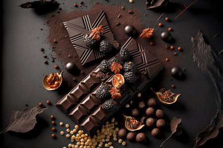 Assorted set of candies, chocolate pieces and whole nutsの素材