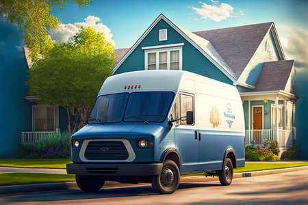 Special cargo van designed for delivery of products and goods to rural areasの素材