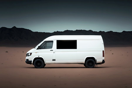 White roomy cargo van on light gray backgroundの素材