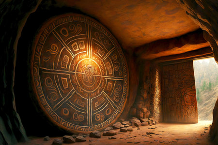 tribal rock painting beautiful ancient galleryの素材