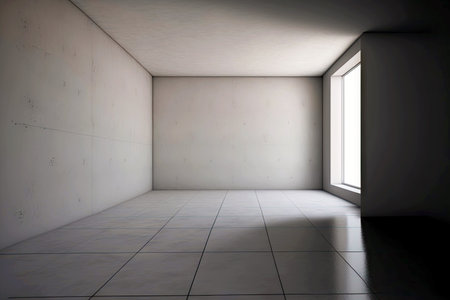 empty room with concrete walls and floor tilesの素材