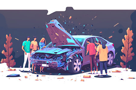 Forced stop crashed auto in car accidentの素材