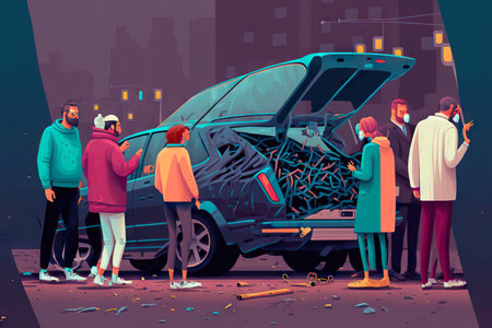 Forced stop crashed auto in car accidentの素材