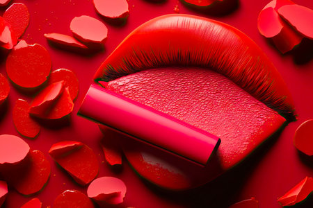 Smeared Red Lipstick Lipstick Makeup Cosmeticsの素材