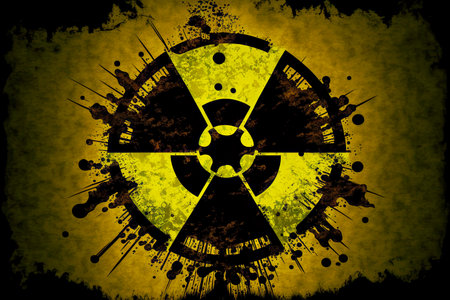 Black yellow sign with known radiation hazard designationの素材