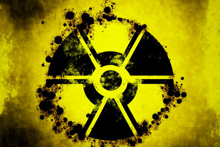 Black yellow sign with known radiation hazard designationの素材