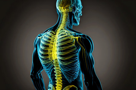 Spinal cord disease pinched nerves in body spine painの素材