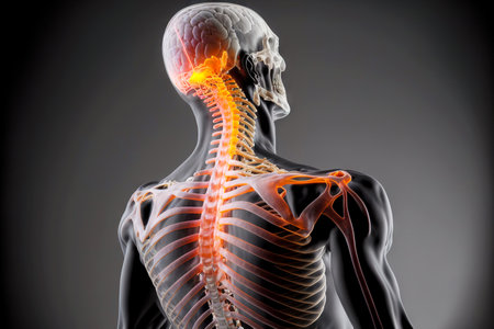 Osteochondrosis and hernia hard spine pain in human bodyの素材