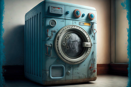 Broken old machine washing for washing clothesの素材