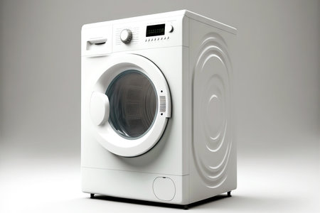 Home appliances white machine washing on light backgroundの素材