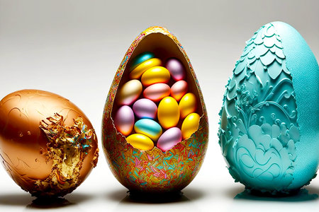 Original festive easter candy in form of openwork eggsの素材