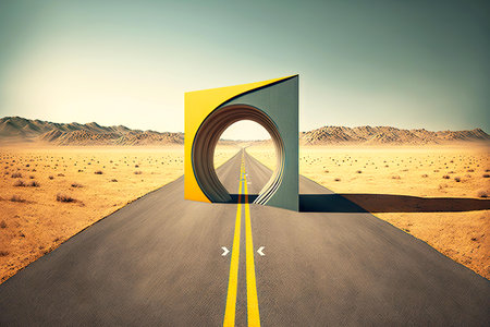 Image of long road going into distance symbolizing business strategyの素材