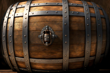 Antique oak beer barrel for transportation and storage of beerの素材