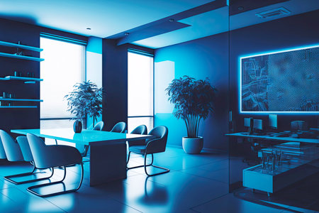 Interior of modern empty recreation area for employees of small officeの素材