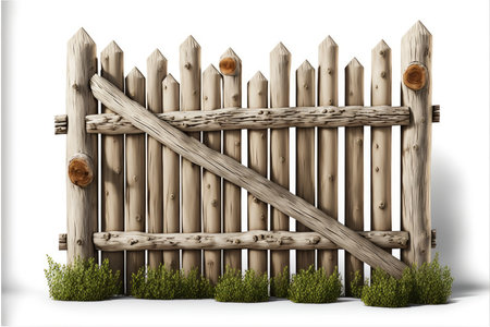 Old wooden fence made of light beige logsの素材