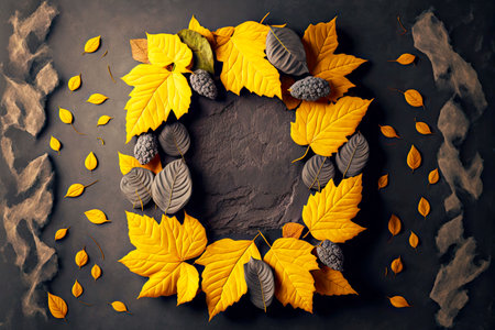 Beautiful composition of yellow leaves after autumn leaf fallの素材
