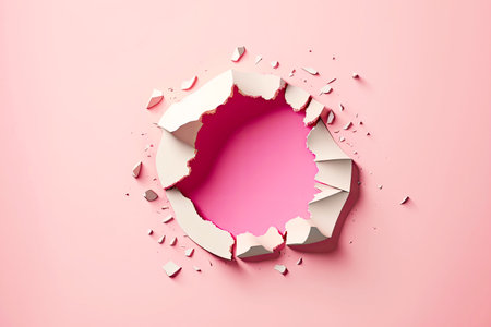 Abstract image broken through wall in delicate white pink tonesの素材