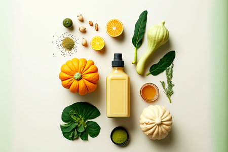 Organic Pumpkin Lotion with Herbs spa products flatlayの素材